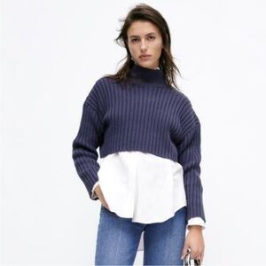 ZARA | CROPPED KNIT SWEATER | Size Medium